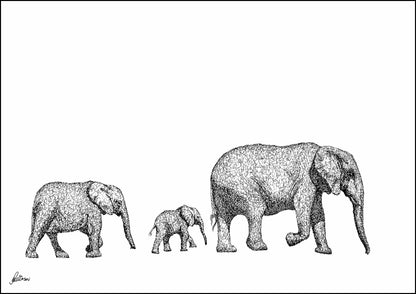 Elephants Walking Limited Edition Print