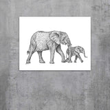 Original Artwork - J Patterson - Mother and Baby Elephant