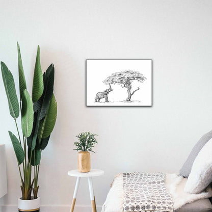 African Elephant and a Acacia Tree Limited Edition Print