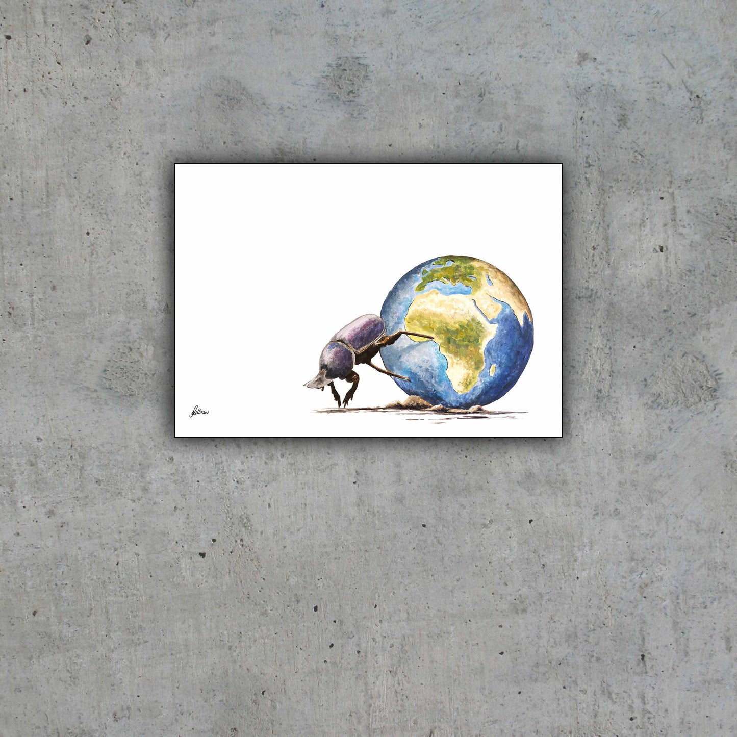 Limited Edition Print Wildlife in colour - Dung Beetle Pushing Earth