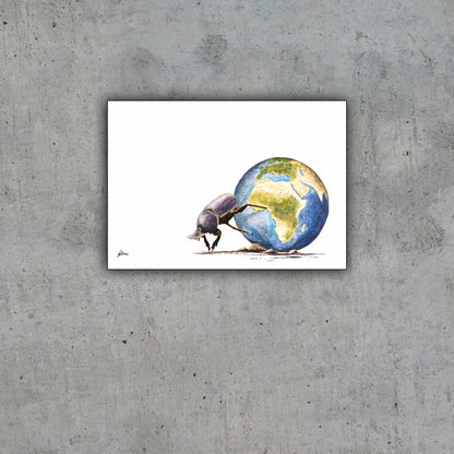 Limited Edition Print Wildlife in colour - Dung Beetle Pushing Earth