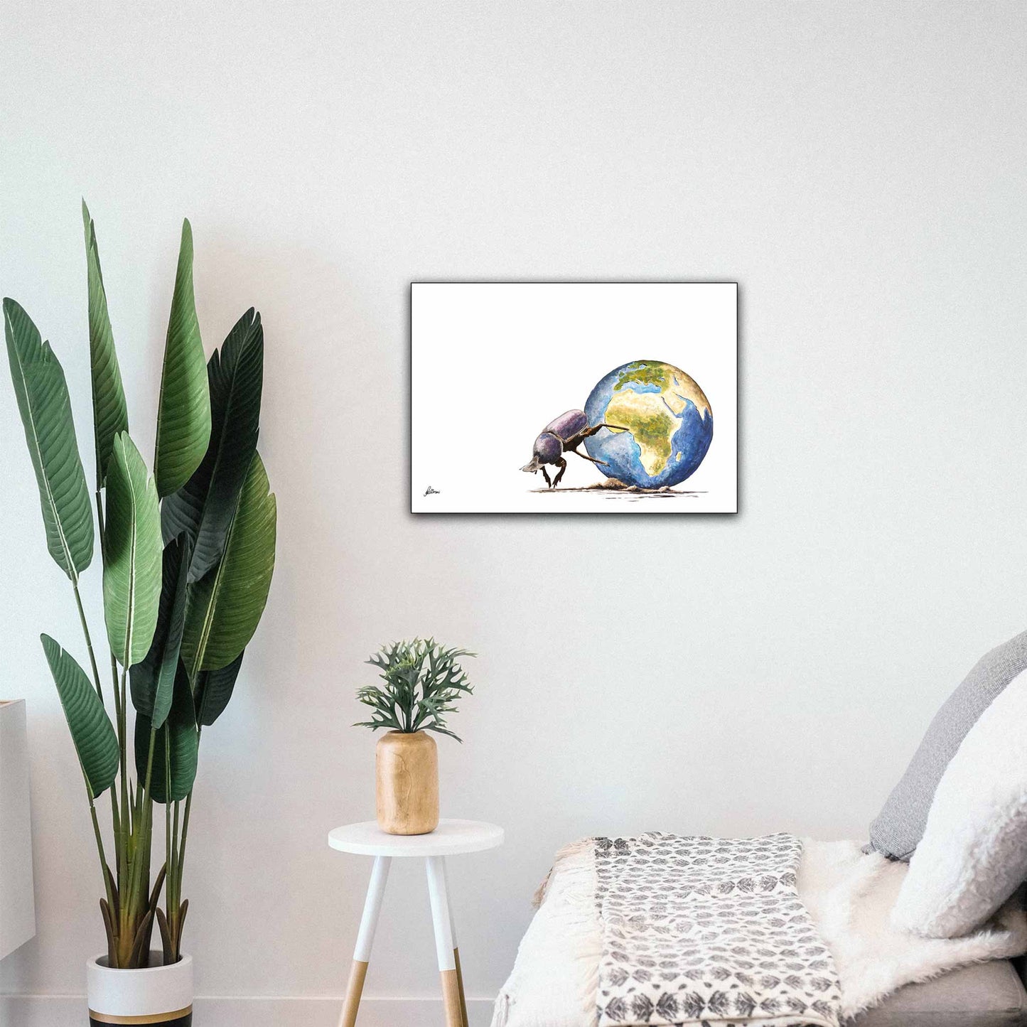 Limited Edition Print Wildlife in colour - Dung Beetle Pushing Earth