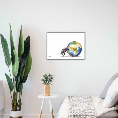 Limited Edition Print Wildlife in colour - Dung Beetle Pushing Earth
